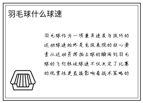 羽毛球什么球速