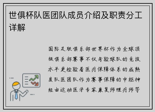 世俱杯队医团队成员介绍及职责分工详解